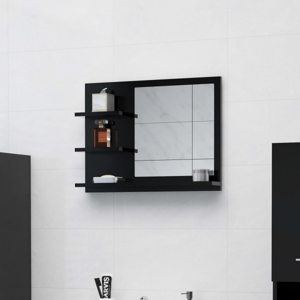 Espejo de baño madera contrachapada negro 60x10.5x45 cm