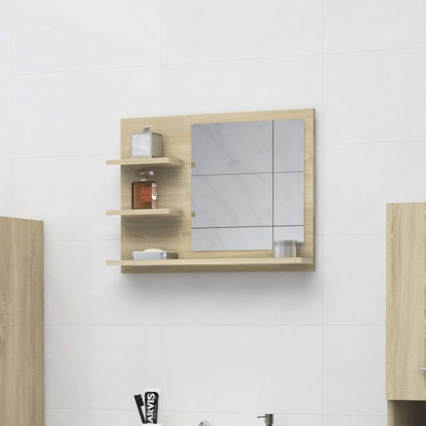 Espejo de baño madera contrachapada roble Sonoma 60x10.5x45 cm