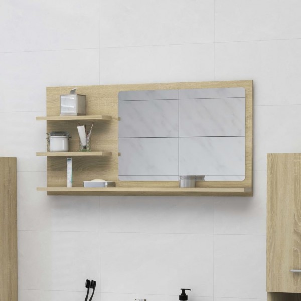 Espejo de baño madera contrachapada roble Sonoma 90x10.5x45 cm