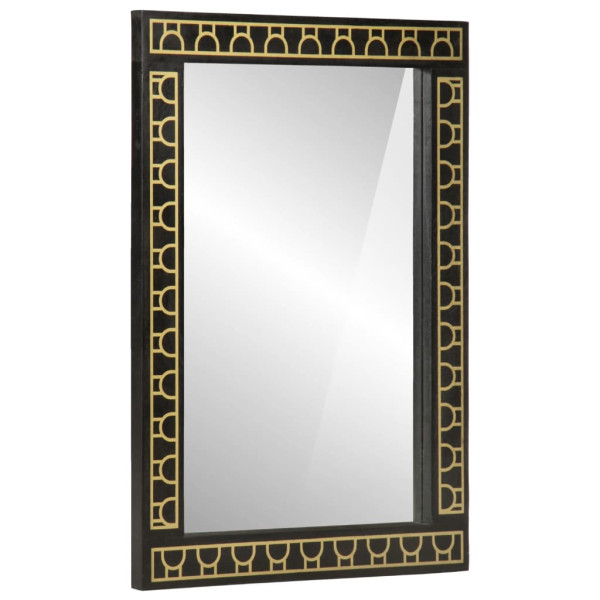 Espejo de baño madera maciza de acacia y vidrio 50x70x2.5 cm