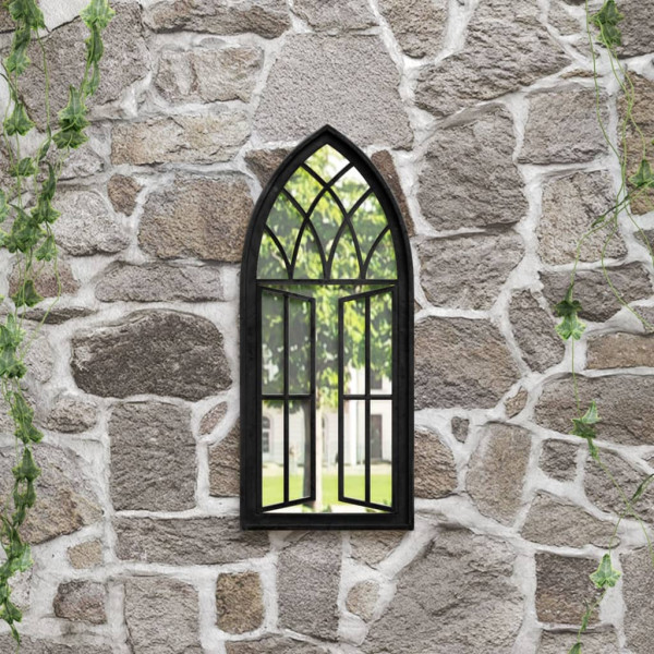 Espejo de jardín hierro negro para exterior 70x30 cm