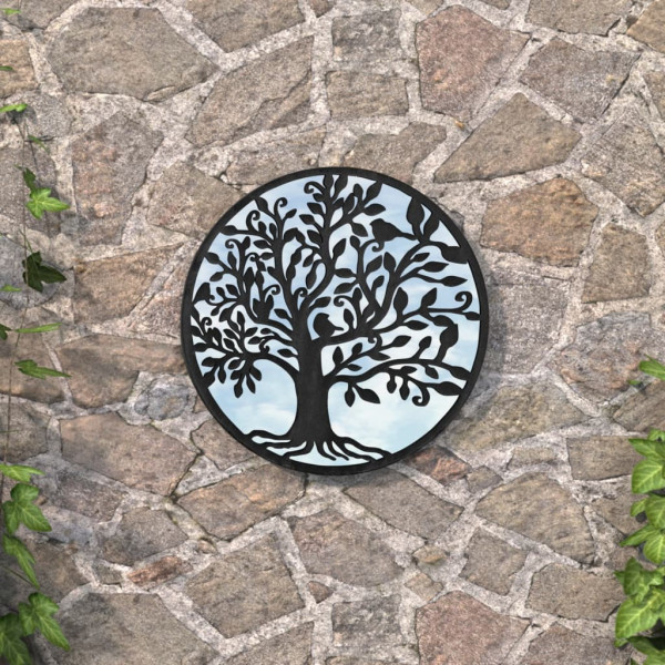 Espejo de jardín redondo hierro negro uso exterior 40x2.5 cm