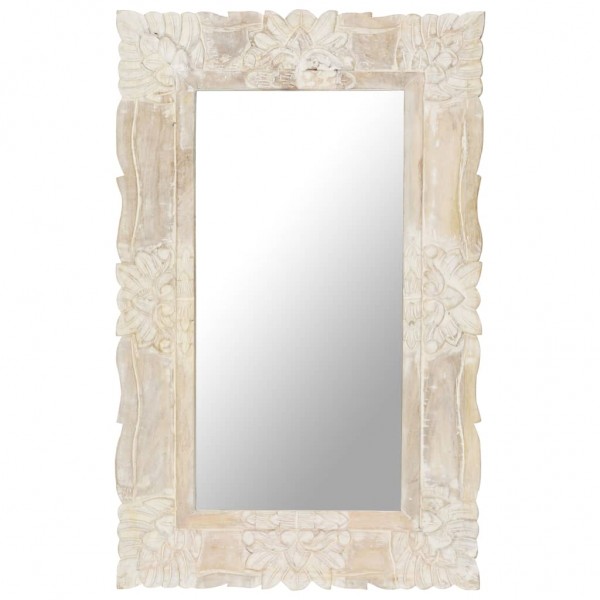 Espejo de madera maciza de mango blanco 80x50 cm