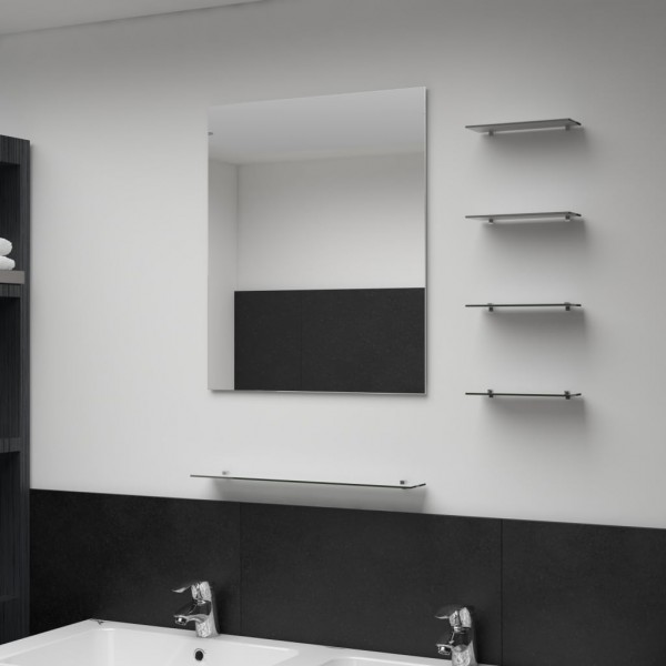 Espejo de pared con 5 estantes plateado 50x60 cm