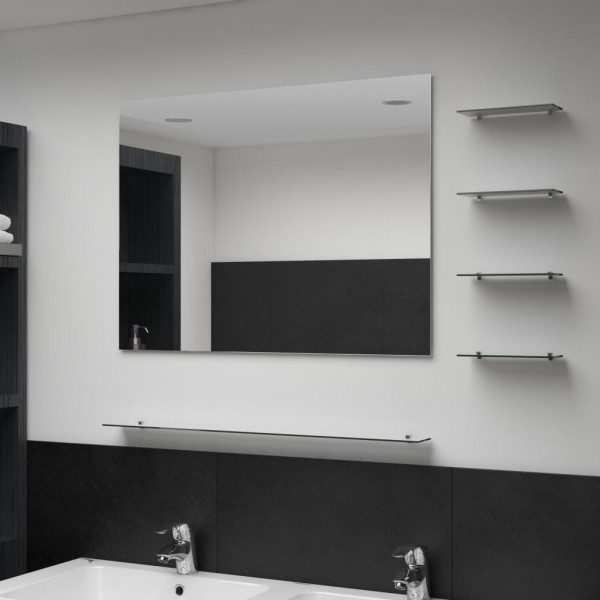 Espejo de pared con 5 estantes plateado 80x60 cm