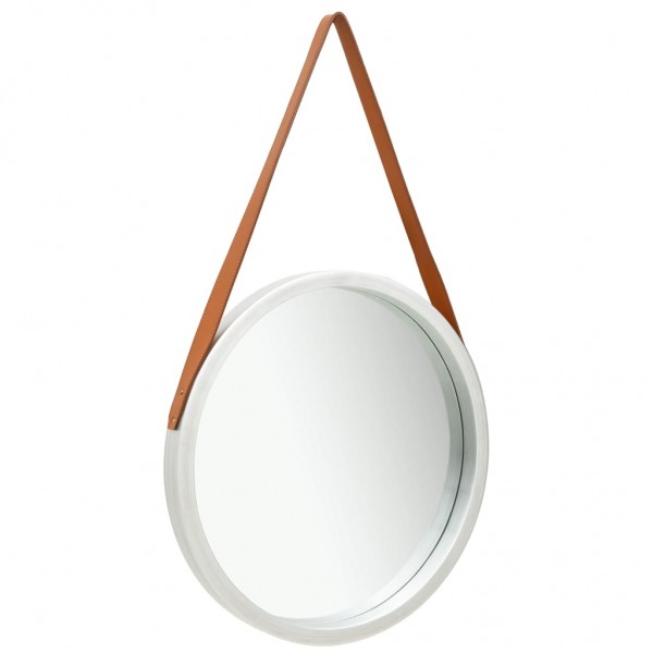 Espejo de pared con correa plateado 50 cm