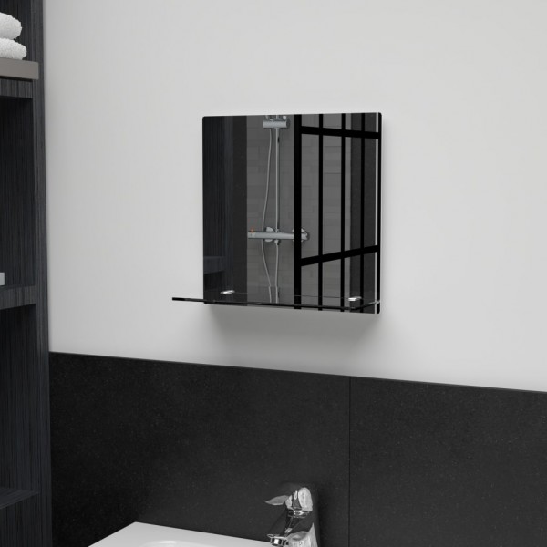 Espejo de pared con estante de vidrio templado 30x30 cm