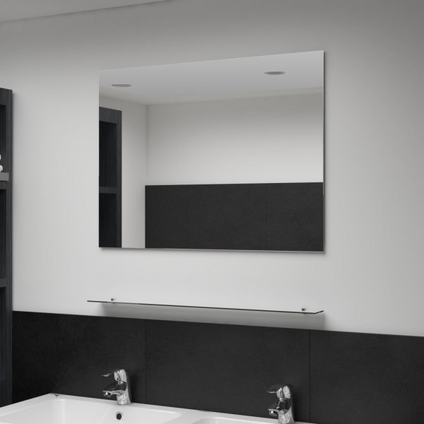 Espejo de pared con estante de vidrio templado 80x60 cm
