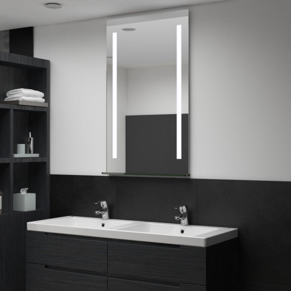 Espejo de pared de baño con LED y estante 60x100 cm