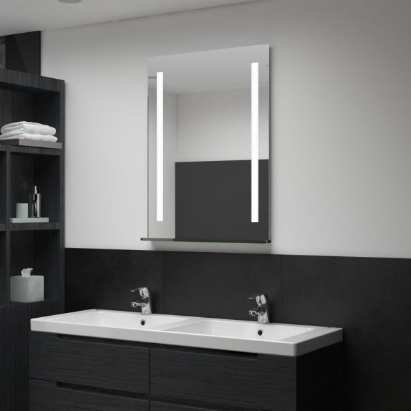 Espejo de pared de baño con LED y estante 60x80 cm
