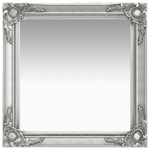 Espejo de pared estilo barroco plateado 60x60 cm