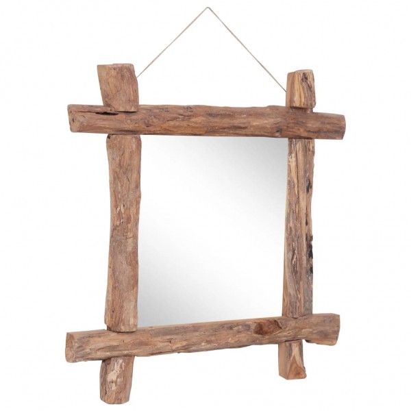 Espejo de troncos de madera maciza reciclada natural 70x70 cm