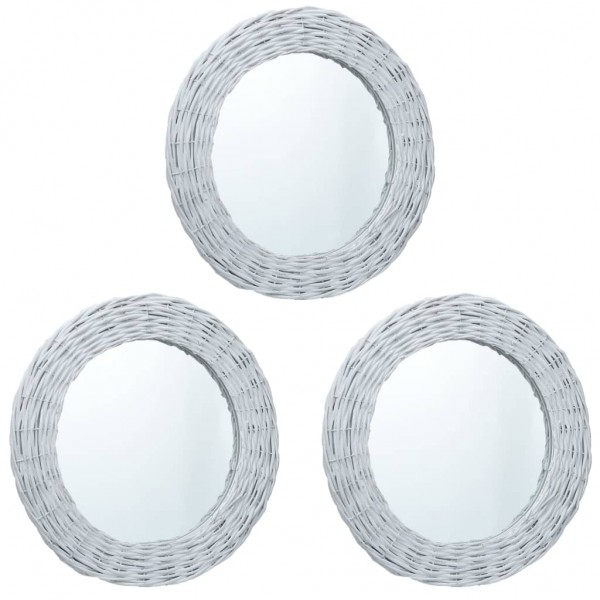 Espejos 3 unidades mimbre blanco 15 cm