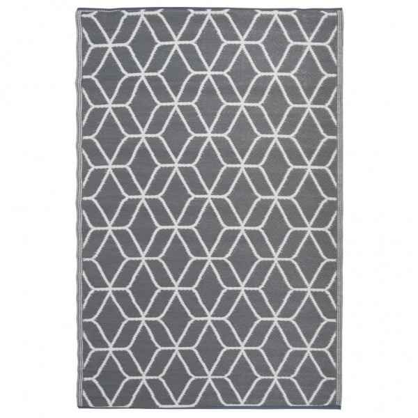 Esschert Design Alfombra de exterior 180x121 cm gris y blanco OC25