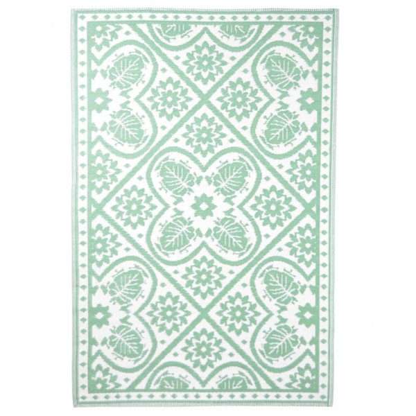 Esschert Design Alfombra de exterior azulejos verde blanco 182x122 cm