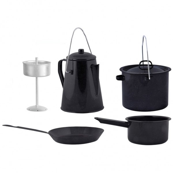 Esschert Design Batería de cocina 4 piezas para exterior negra FF215