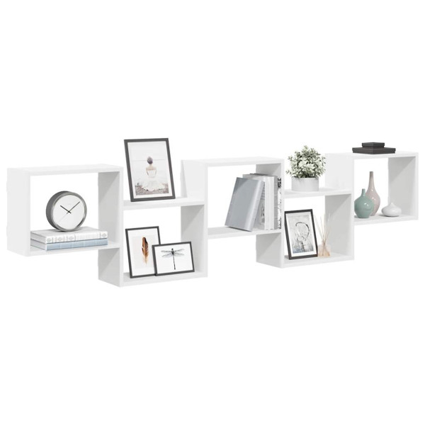 Estante cubo de pared 5 compartimentos madera ingeniería blanco