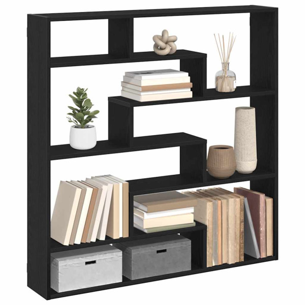 Estante cubo de pared 7 compartimentos madera ingeniería negro