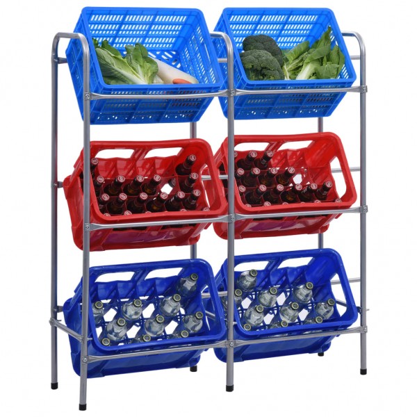 Estante de almacenamiento para 6 cajas acero plata 96x33x116 cm