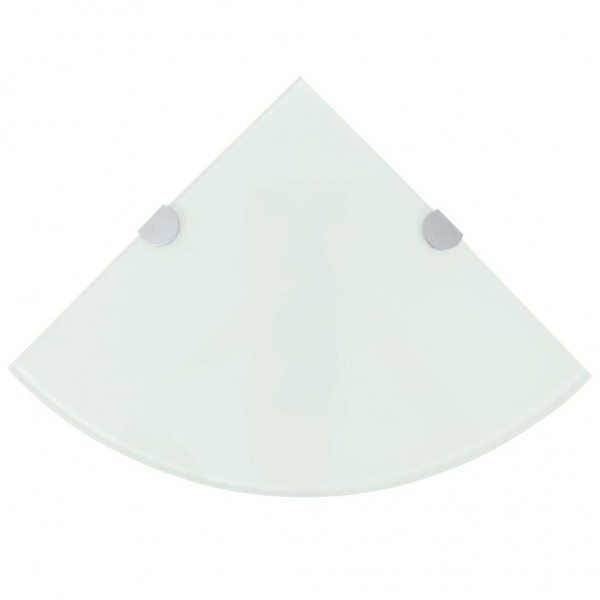 Estante de esquina con soportes cromados vidrio blanco 25x25 cm