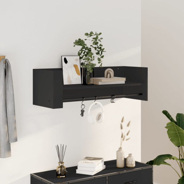 Estante de pared madera de ingeniería negro 100x35x30.5 cm