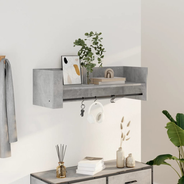 Estante de pared madera ingeniería gris hormigón 100x35x30.5 cm