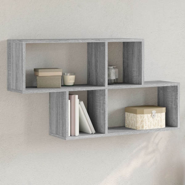 Estante de pared madera ingeniería gris Sonoma 100x20x53 cm