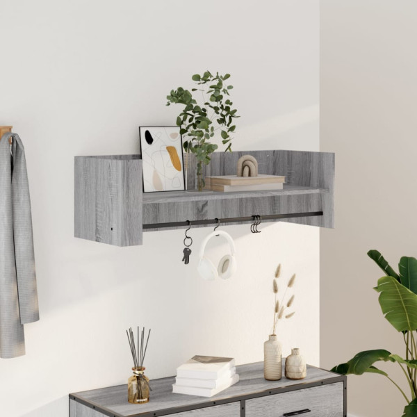 Estante de pared madera ingeniería gris Sonoma 100x35x30.5 cm