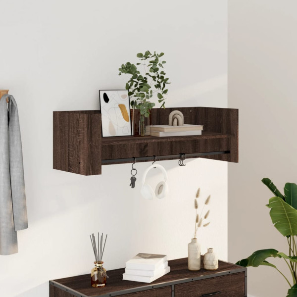 Estante de pared madera ingeniería marrón roble 100x35x30.5 cm