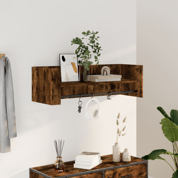 Estante de pared madera ingeniería roble ahumado 100x35x30.5 cm