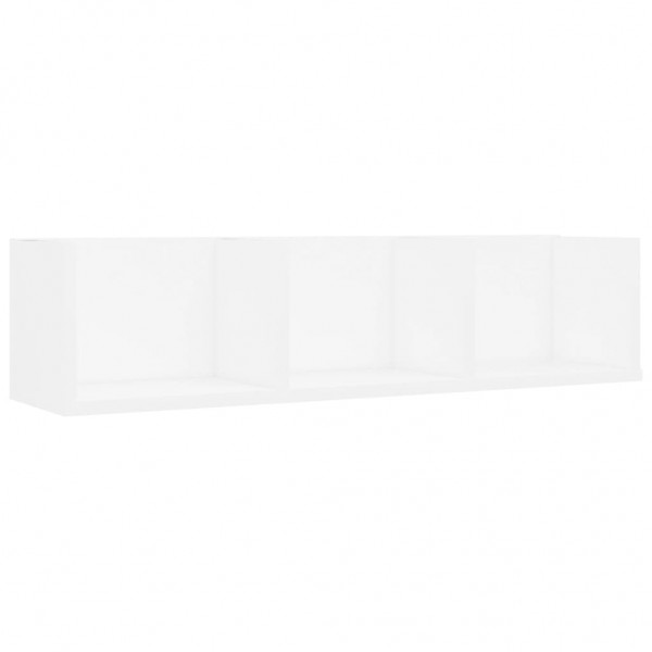 Estante de pared para CD madera contrachapada blanco 75x18x18cm
