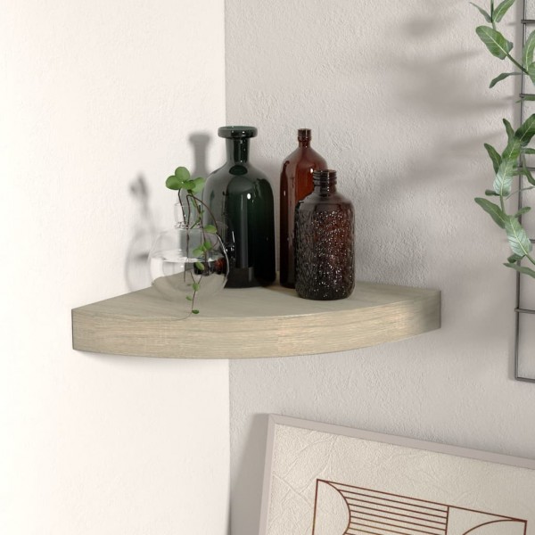 Estante flotante de esquina color roble MDF 25x25x3.8 cm