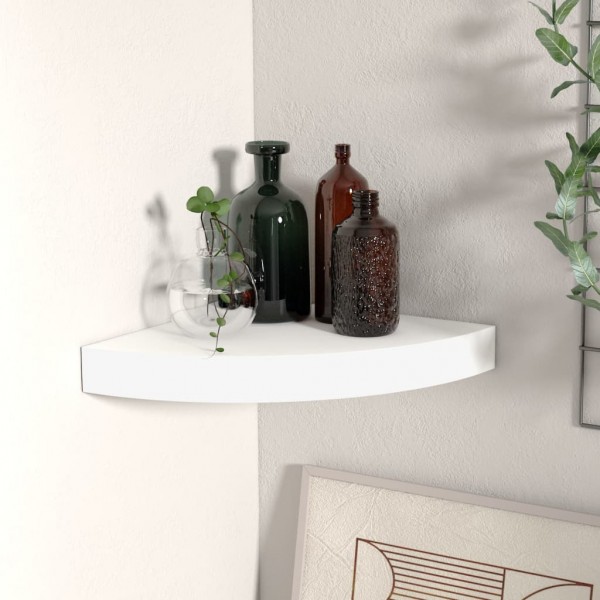 Estante flotante de esquina MDF blanco 25x25x3.8 cm