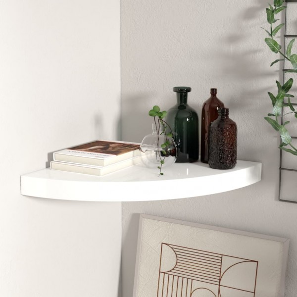 Estante flotante de esquina MDF blanco brillo 35x35x3.8 cm