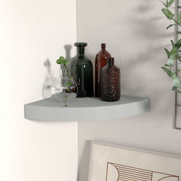 Estante flotante de esquina MDF gris 25x25x3.8 cm