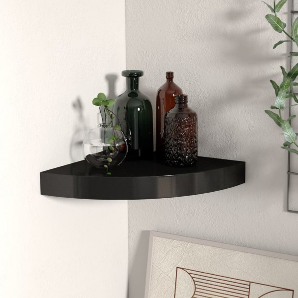 Estante flotante de esquina MDF negro 25x25x3.8 cm