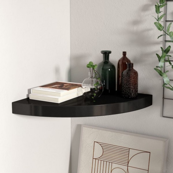 Estante flotante de esquina MDF negro 35x35x3.8 cm