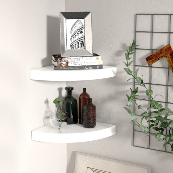 Estante flotante de pared 2 uds MDF blanco brillo 25x25x3.8 cm