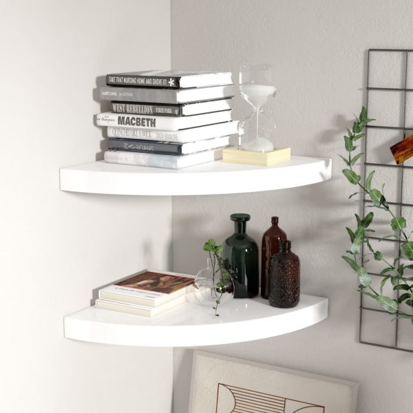 Estante flotante de pared 2 uds MDF blanco brillo 35x35x3.8 cm