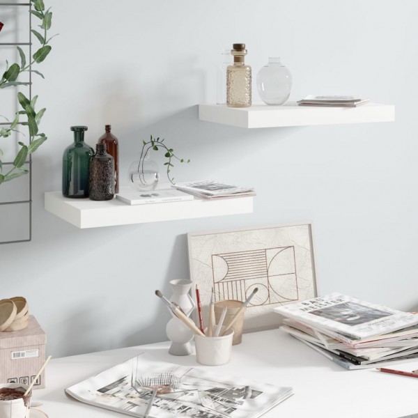 Estante flotante de pared 2 uds MDF blanco brillo 40x23x3.8 cm