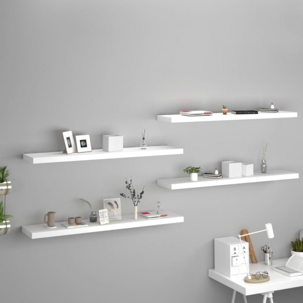 Estante flotante de pared 4 uds MDF blanco 120x23.5x3.8 cm