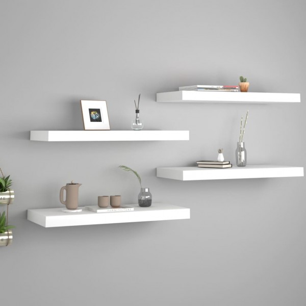 Estante flotante de pared 4 uds MDF blanco 60x23.5x3.8 cm