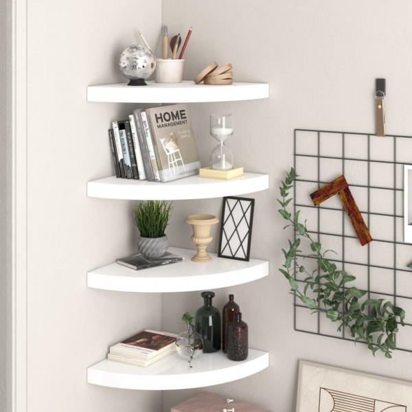 Estante flotante de pared 4 uds MDF blanco brillo 35x35x3.8 cm