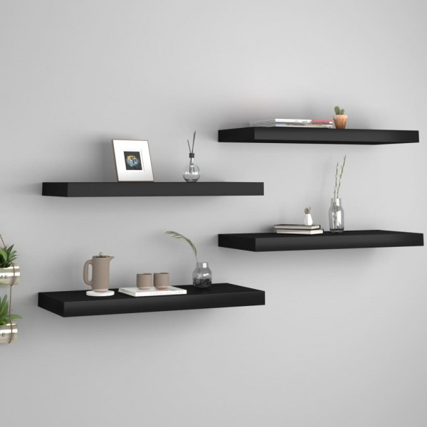 Estante flotante de pared 4 uds MDF negro 60x23.5x3.8 cm