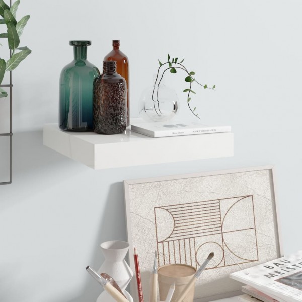 Estante flotante de pared blanco brillante MDF 23x23.5x3.8 cm