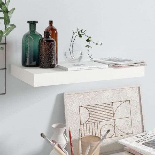 Estante flotante de pared blanco brillante MDF 40x23x3.8 cm