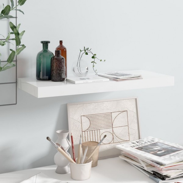 Estante flotante de pared blanco brillante MDF 60x23.5x3.8 cm