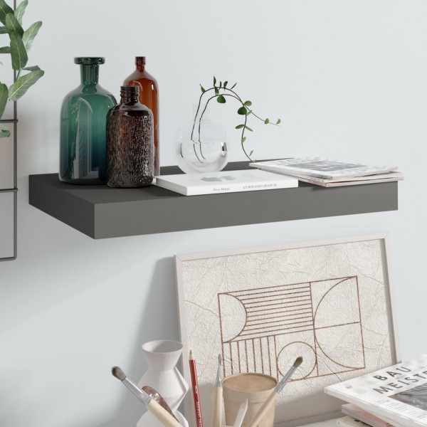 Estante flotante de pared gris con brillo MDF 40x23x3.8 cm