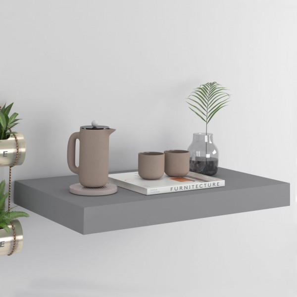 Estante flotante de pared MDF gris 40x23x3.8 cm