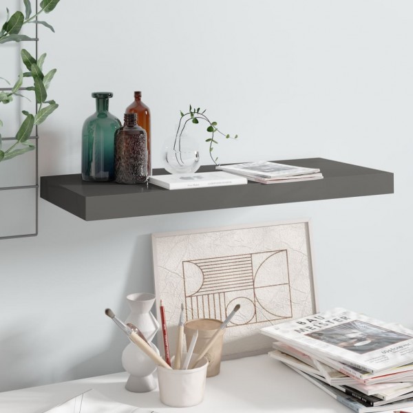 Estante flotante de pared MDF gris brillo 60x23.5x3.8 cm